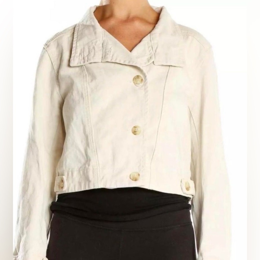 Current Air for Anthropology Cream Jean Jacket